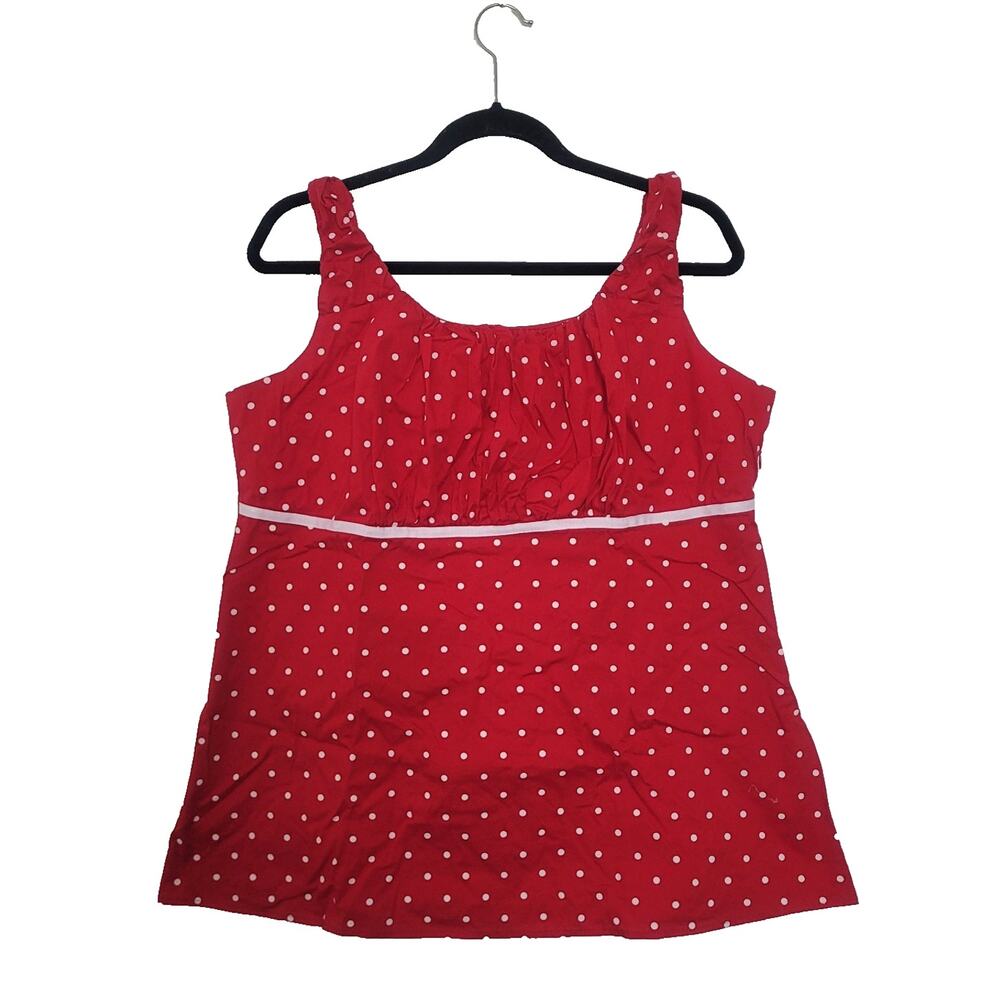 VTG Y2k Babydoll Milkmaid Polka Dot Top Size 14W Red Cottage Pinup Rockabilly